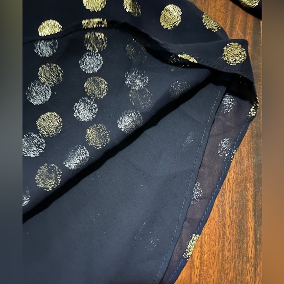 Joseph Ribkoff women’s 6 blouse, polka dot ruffle top, midnight blue and gold - Picture 6 of 11